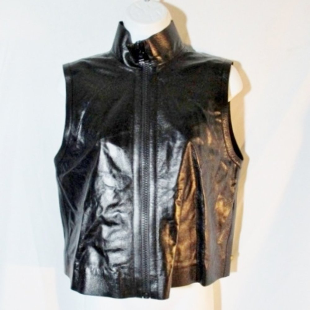 LOUIS VUITTON LEATHER Vest Zip Sleeveless Top